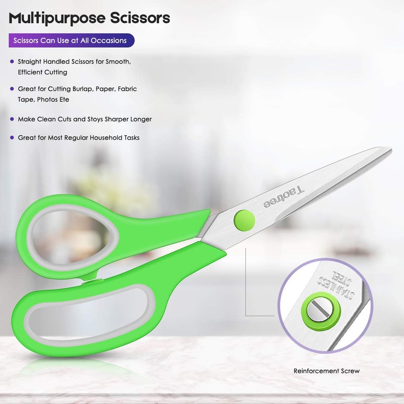 Taotree Scissors Bulk 20-Pack, Taotree 8" All Purpose Scissors, Soft Comfort-Grip Stainless Steel Sharp Shears for School Supplies Office Desk Home, Classroom Teacher Sewing Fabric Craft, Right/Left Handed - Image 3